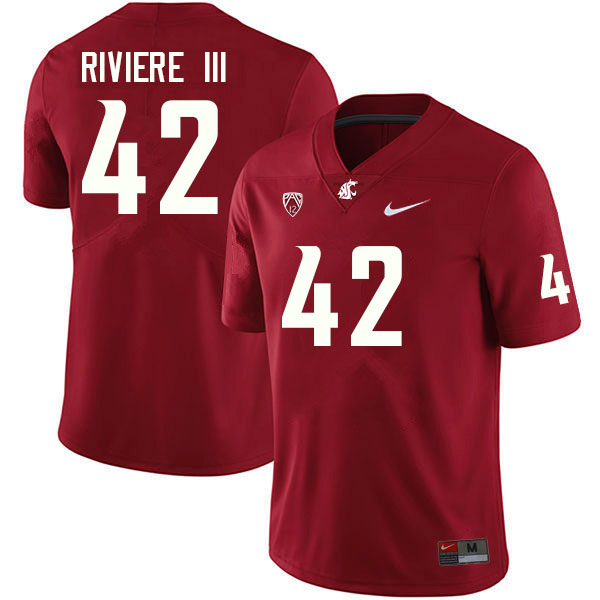 Men #42 Billy Riviere III Washington State Cougars College Football Jerseys Sale-Crimson - Click Image to Close